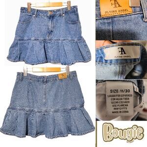 Flying Angel Blue Ruffled Mini Skirt